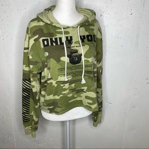 Camouflage Crop Hooded Sweatshirt-Smokey The Bear size medium